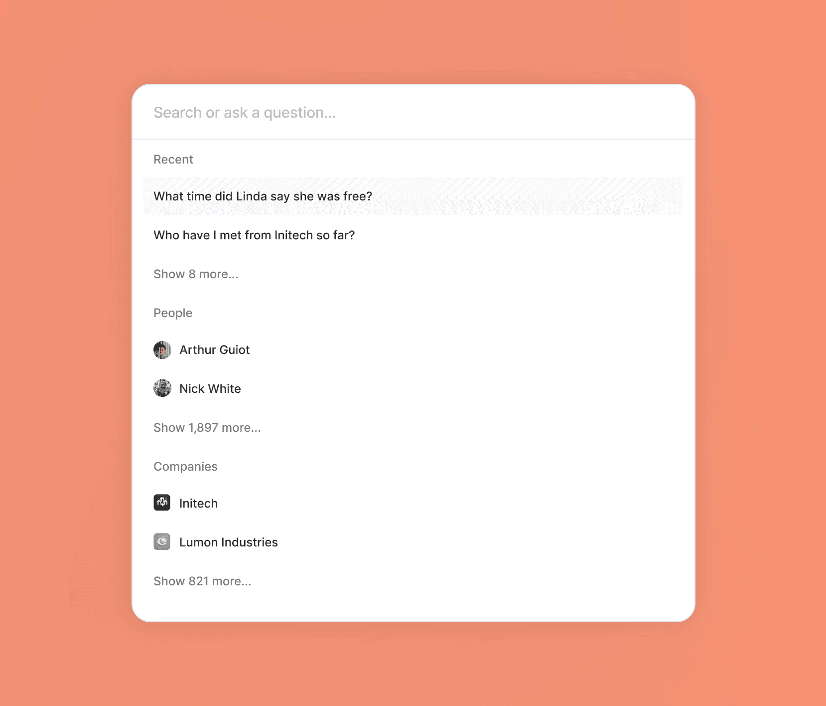 Search across meetings interface